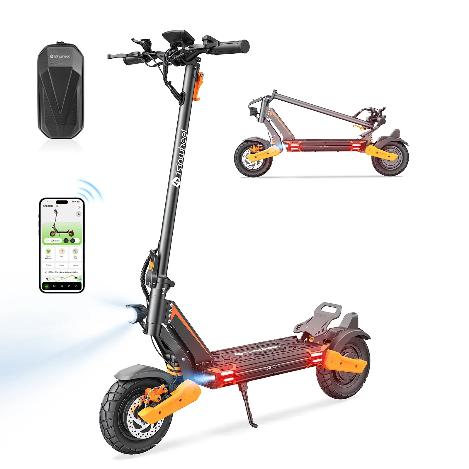 Isinwheel GT1 DUAL Trottinette électrique tout-terrain à double moteur 1600W
