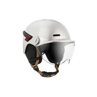 CASR - Casque vélo Casr Casque LED avec Visière pour Vélo & Trottinette Glow Ivoire Brillant L