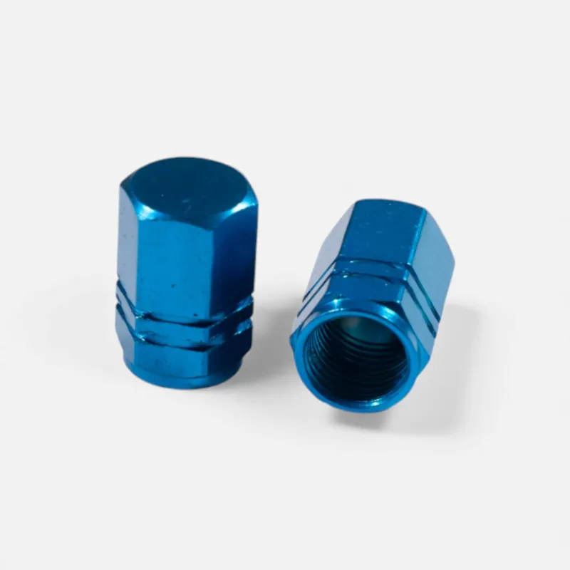 Bouchons de valve bleu clair en aluminium (x2) – Trottinette, vélo, voiture