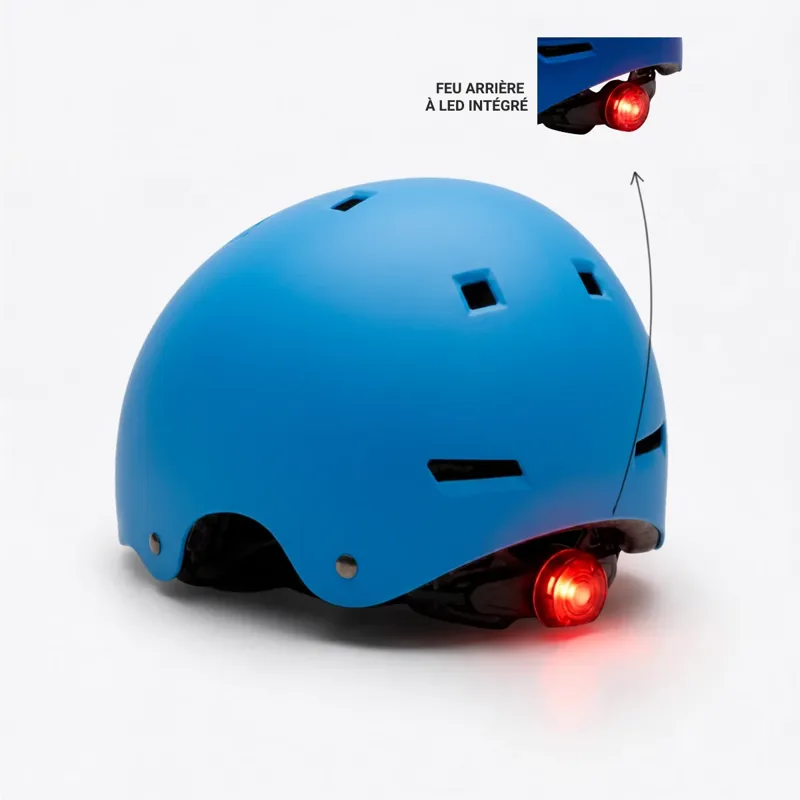 Casque bleu avec feu arrière - Trottinette électrique