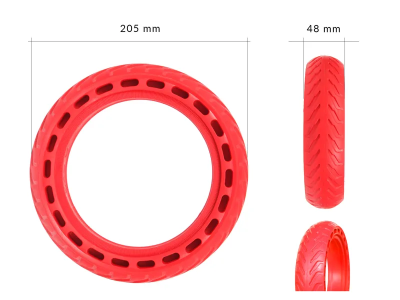 Pneu solide tubeless 8½x2 pour trottinette électrique XIAOMI Motus Rouge