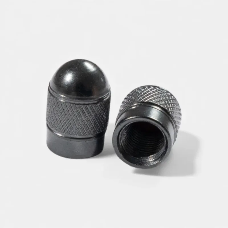Bouchons de valve gris ronds en aluminium (x2) – Trottinette, vélo, voiture