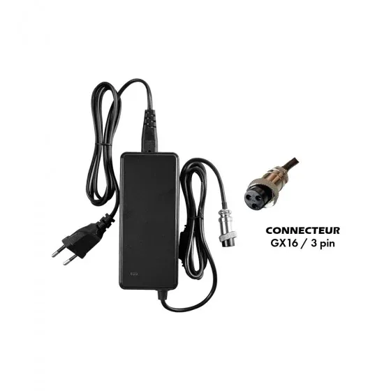 Chargeur 36V-42V · 2A (connecteur GX16-3p)
