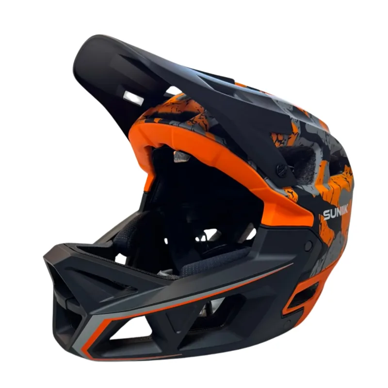 Casque intégral style MTB - Orange/Gris - Trottinette électrique
