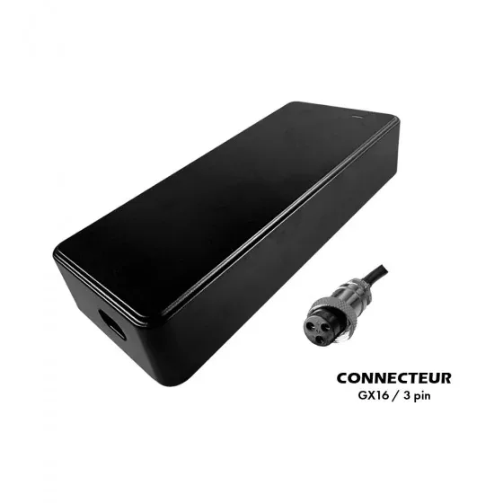 Chargeur 48V - 54.6V · 2A (connecteur GX16-3p)