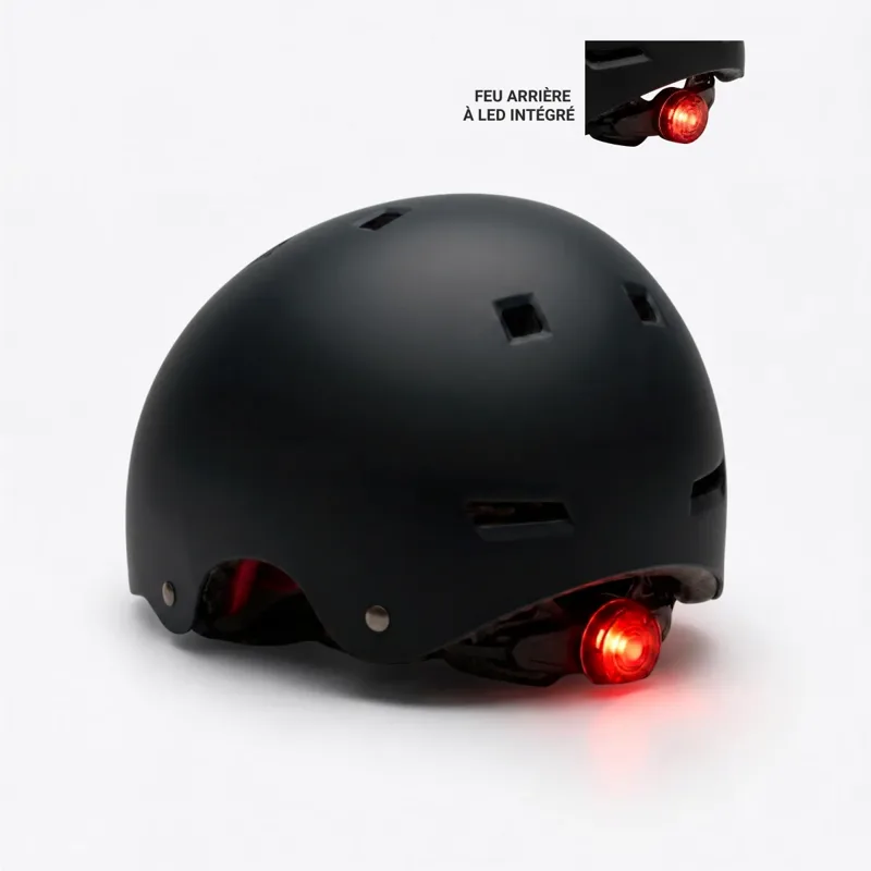Casque noir avec feu arrière - Trottinette électrique